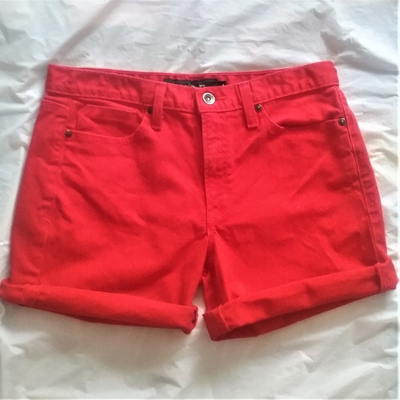 Calvin Klein Jeans Pants - Calvin Klein Jeans Red Denim Shorts Mid Rise